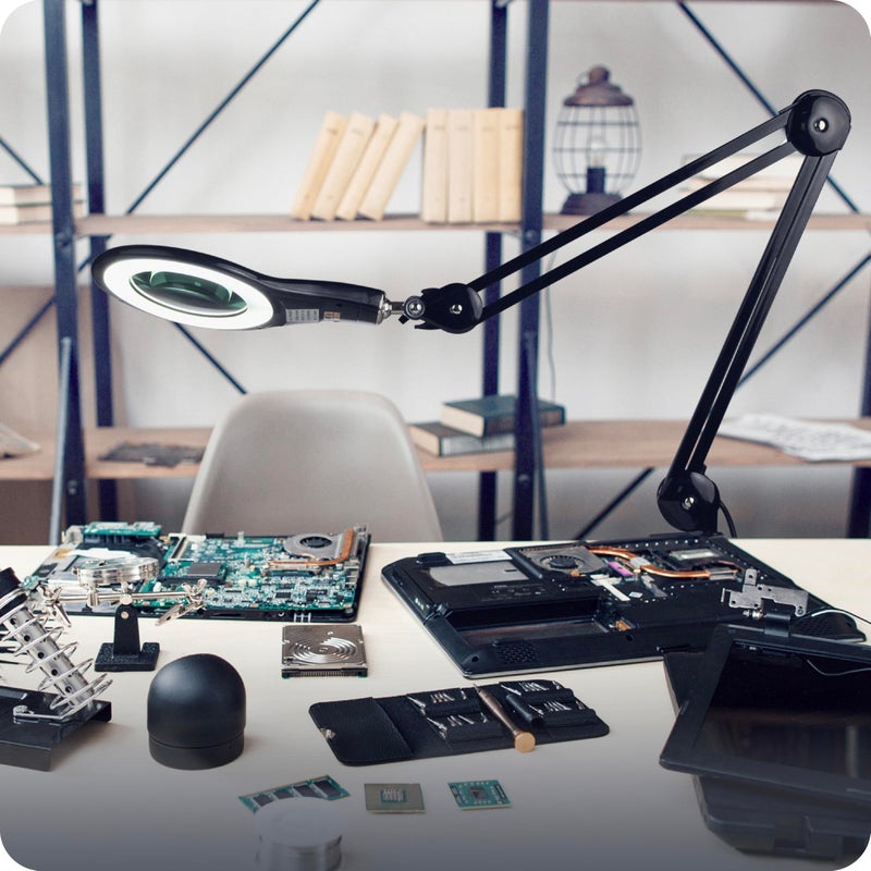 Brightech LightView PRO Magnifying Desk Lamp, 2.25x Light Magnifier, Adjustable Magnifying Glass with Light for Crafts, Reading, Close Work - Black - Image 2